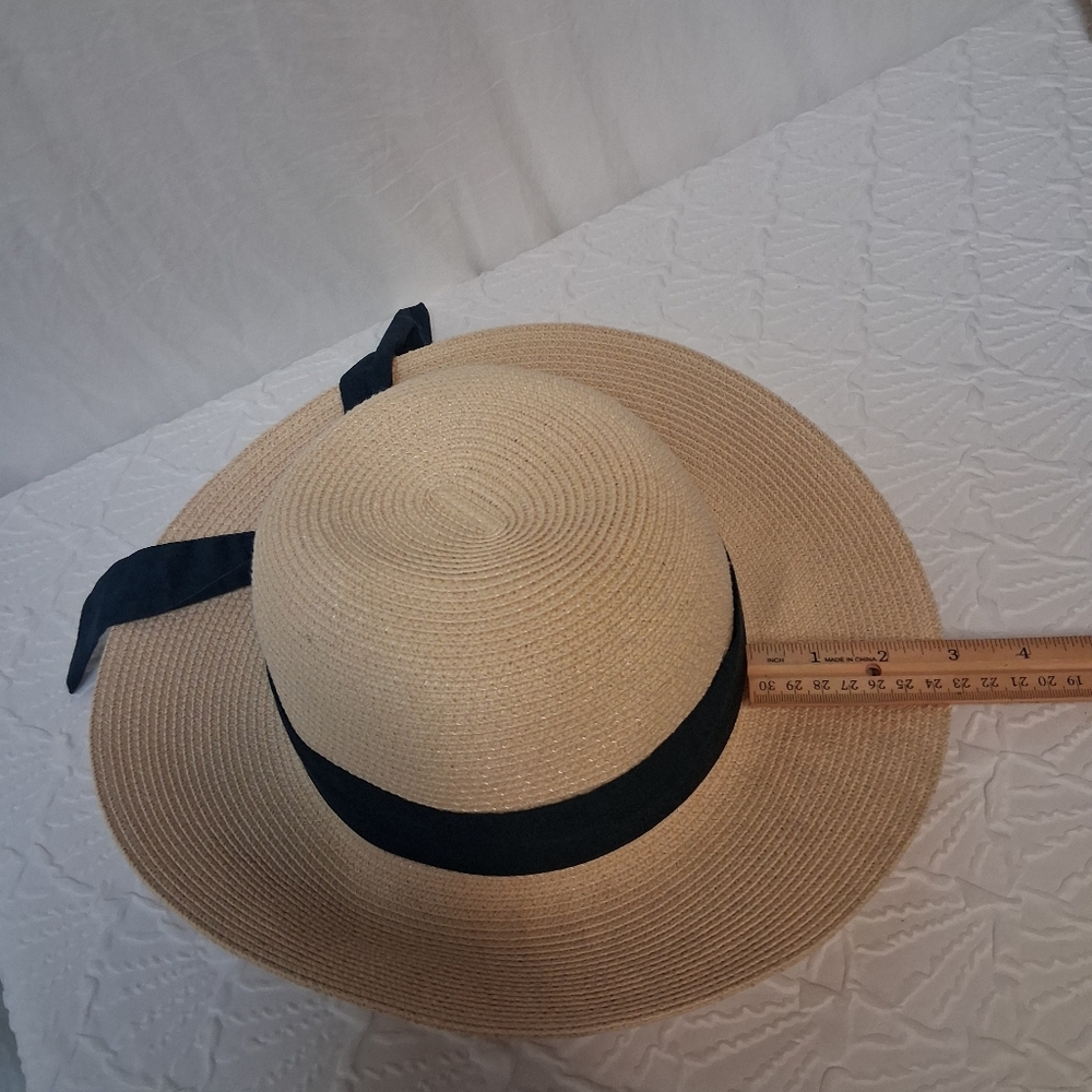 FURTALK Chic Tan Sun Hat with Navy Band - Picture 12 of 14